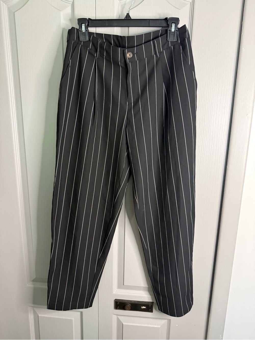 Women's Black Pinstripe Trousers